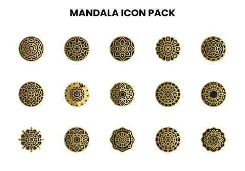 Mandala Two Colour Icons Pack Stock Illustration