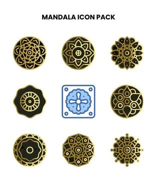 Mandala Two Colour UI Icons Pack Stock Illustration