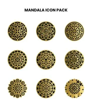 Mandala Two Colour UI Icons Pack Stock Illustration