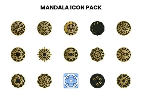 Mandala Two Colour Vector Icons Pack イラスト素材