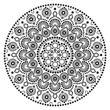 Mandala vector art, Australian dot painting black and white design Stock Illustration