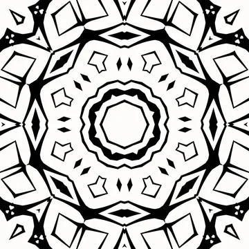 Mandala vector art rosymmetrical pattern design in black and white Illustrazione stock