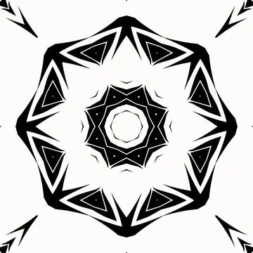 Mandala vector art round symmetrical pattern design in black and white Illustrazione stock