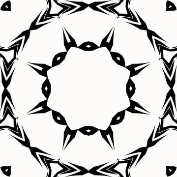 Mandala vector art round symmetrical pattern design in black and white Stock Illustration