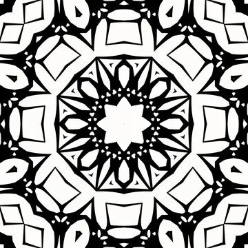 Mandala vector art round symmetrical pattern design  in black and white 스톡 일러스트