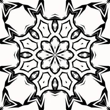Mandala vector art round symmetrical pattern de in black and white Stock Illustration