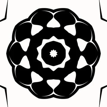 Mandala vector art round symmetrical pattern design in black and white Illustrazione stock