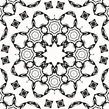 Mandala vector art star symmetrical pattern design in black and white 스톡 일러스트