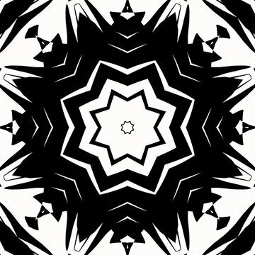 Mandala vector art star symmetrical pattern design in black and white 스톡 일러스트