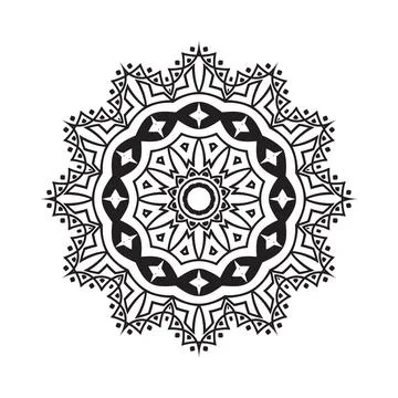Mandala vector with black and white pattern. Simple black and white mandala p Illustrazione stock