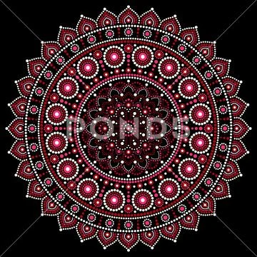 Mandala vector design, Aboriginal dot painting style, Australian folk art Stock Illustration