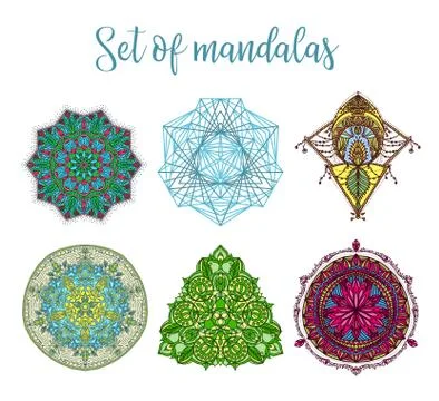 Mandala Vector Design Elements. Round ornament decoration. Colorful flower pa Stock Illustration