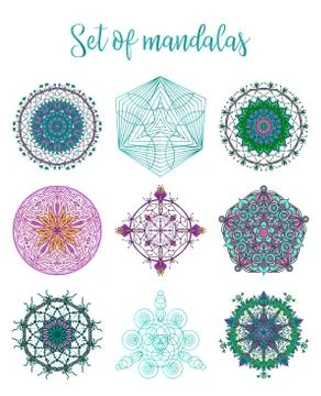 Mandala Vector Design Elements. Round ornament decoration. Colorful flower pa Stock Illustration