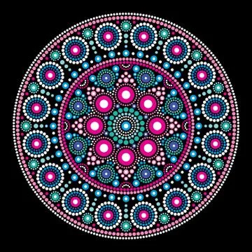Mandala vector dot painting style, Aboriginal folk art, Australian design Stock Illustration