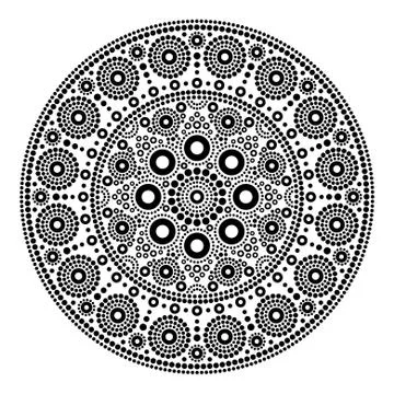 Mandala vector dot painting style, Aboriginal folk art, Australian Stock Illustration