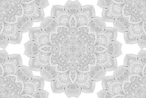 Mandala vector indian seamless pattern. Decorative ornamental flowers pattern on Illustrazione stock