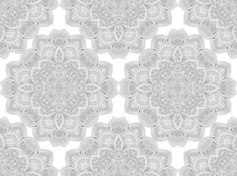 Mandala vector indian seamless pattern. Decorative ornamental flowers pattern on Stock-Illustration