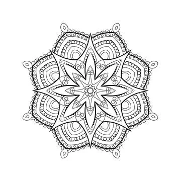 Mandala vector line illustration, esoteric boho ornament, coloring page for Stock Illustration