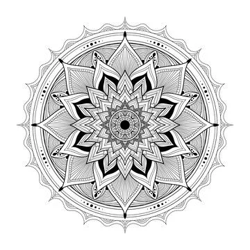 Mandala vector line illustration, esoteric boho ornament, coloring page for a Illustrazione stock