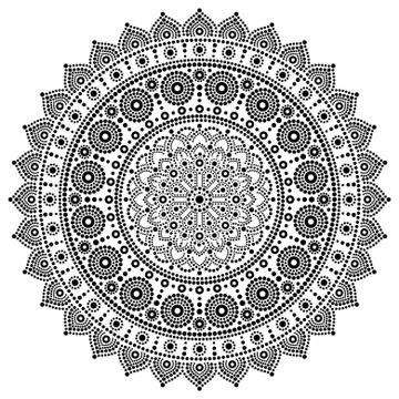 Mandala vector monochrome design, Aboriginal dot painting Stock Illustration