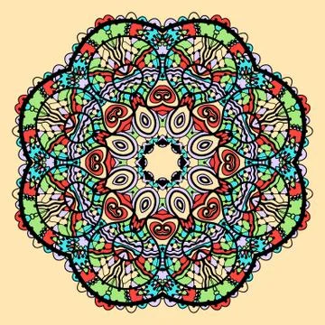 Mandala vector. Stylized indian tribal flower like chakra or yantra symbol over Ilustração Stock