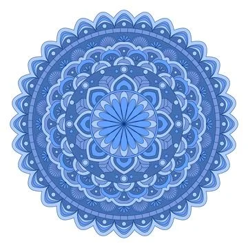 Mandala vector. A symmetrical round blue ornament. Stock Illustration