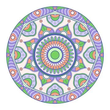 Mandala vector. A symmetrical round color ornament. Stock Illustration