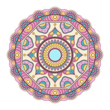 Mandala vector. A symmetrical round color ornament. Stock Illustration