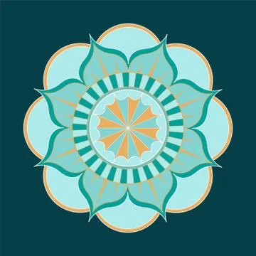 Mandala vector. A symmetrical round green monochrome ornament. Stock-Illustration