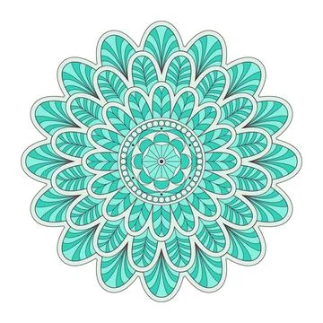 Mandala vector. A symmetrical round green monochrome ornament. Stock Illustration