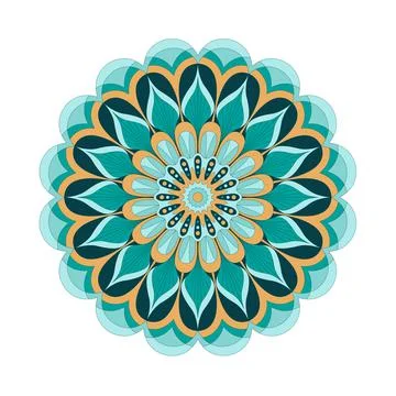 Mandala vector. A symmetrical round green monochrome ornament. Stock Illustration