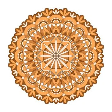 Mandala vector. A symmetrical round orange ornament. Stock Illustration