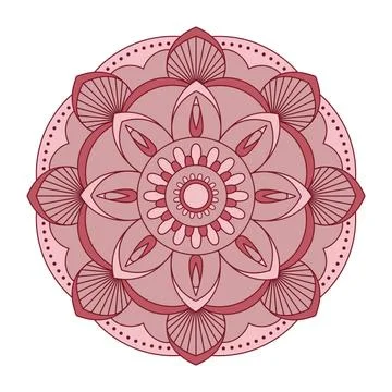 Mandala vector. A symmetrical round red monochrome ornament. Stock Illustration