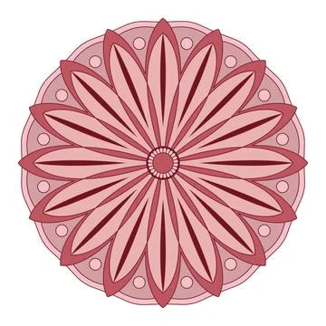 Mandala vector. A symmetrical round red monochrome ornament. Stock Illustration