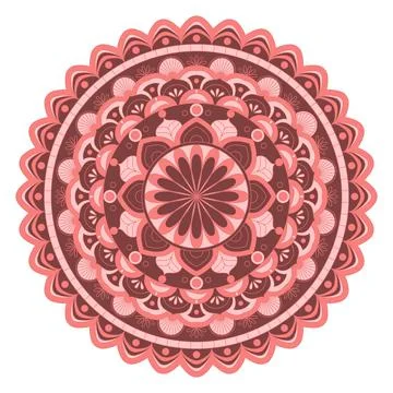 Mandala vector. A symmetrical round red monochrome ornament. Stock Illustration