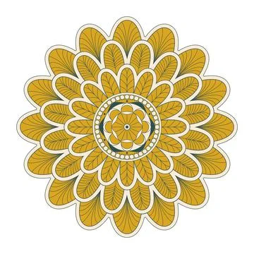 Mandala vector. A symmetrical round yellow ornament. Stock Illustration