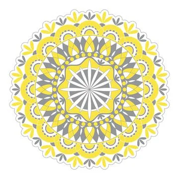 Mandala vector. A symmetrical round yellow ornament. Stock-Illustration