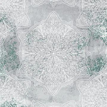 Mandala on watercolor background Stock Illustration