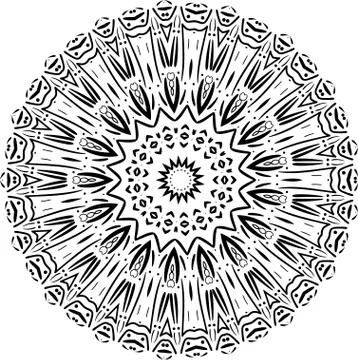 Mandala. Zentangle inspired vector illustration, black and white. Abstract di Stock Illustration