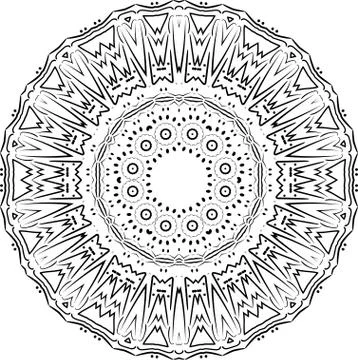 Mandala. Zentangle inspired vector illustration, black and white. Abstract di Stock Illustration
