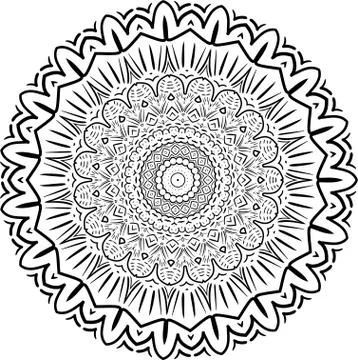 Mandala. Zentangle inspired vector illustration, black and white. Abstract di イラスト素材