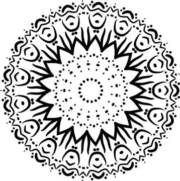 Mandala. Zentangle inspired vector illustration, black and white. Abstract di Stock Illustration
