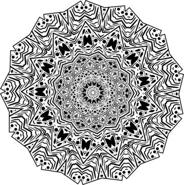 Mandala. Zentangle inspired vector illustration, black and white. Abstract di Stock Illustration