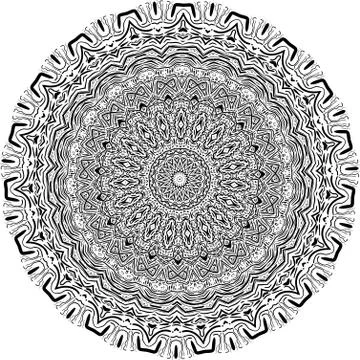 Mandala. Zentangle inspired vector illustration, black and white. Abstract di Stock Illustration