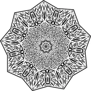 Mandala. Zentangle inspired vector illustration, black and white. Abstract di Stock Illustration
