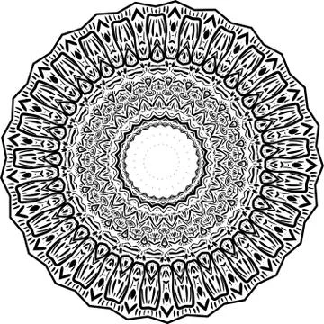 Mandala. Zentangle inspired vector illustration, black and white. Abstract di Stock Illustration