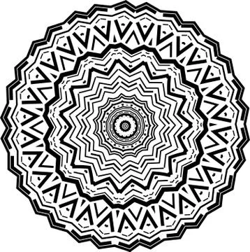 Mandala. Zentangle inspired vector illustration, black and white. Abstract di Stock Illustration