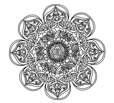 Mandala,flower vector hand-drawing Coloring book pages. Stock Illustration