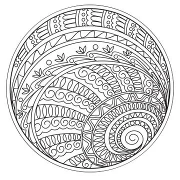 Mandalas and geometric forms in the circle Stock Illustration