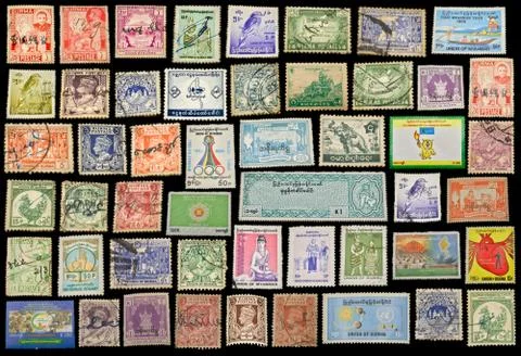 MANDALAY/MYANMAR(BURMA) - 29th July, 2019 : Different kind of Burma Stamps. Stock Photos